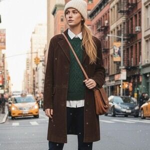 Vintage 90s Style & Co $225 XL Chocolate Brown Suede Car Coat Blazer Jacket